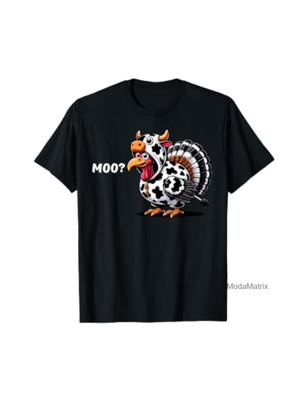 Turkey Moo Funny Thanksgiving T-Shirt Crew Neck Short Sleeve